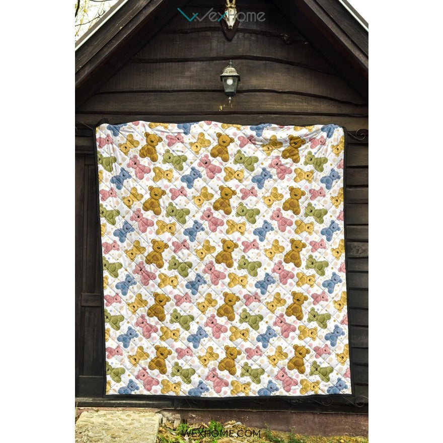 Teddy Bear Pattern Print Design 01 Premium Quilt