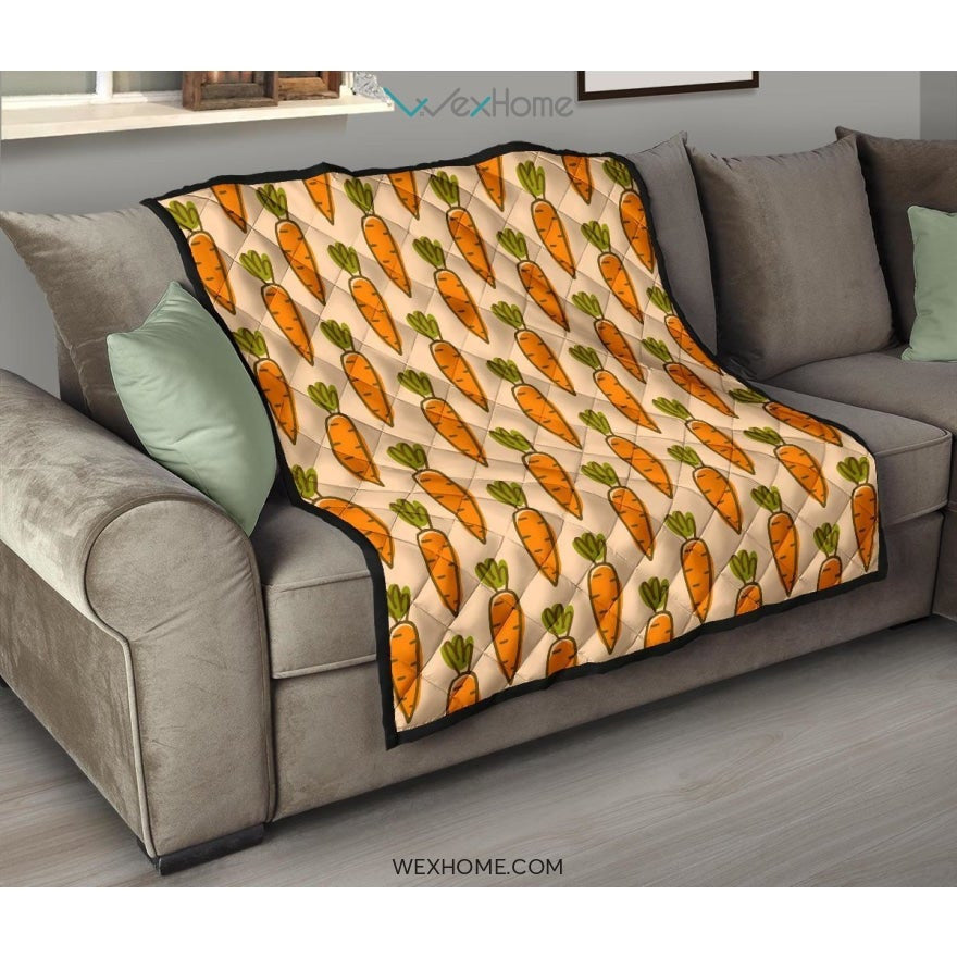 Carrot Pattern Print Design 04 Premium Quilt
