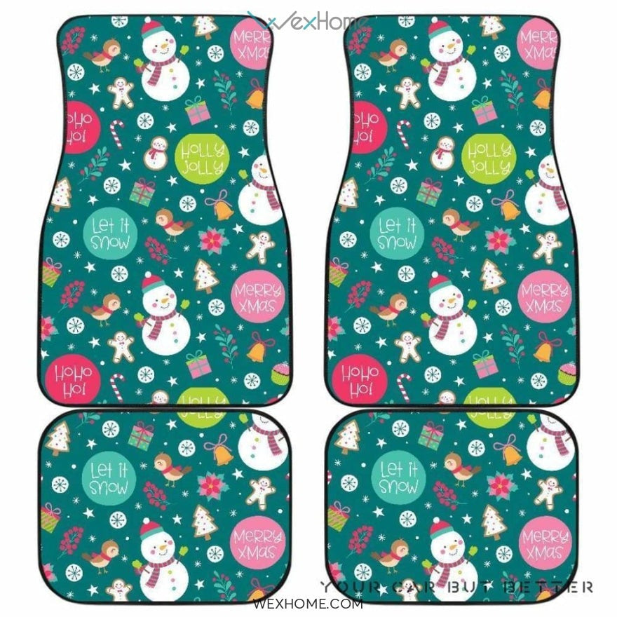 Snowman Bird Decorative Elements Christmas Pattern Front And Back Car Mats Best Car Gift 2021
