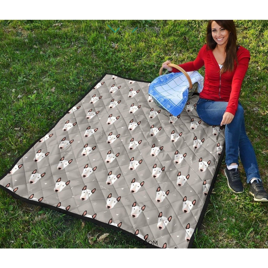 Bull Terrier Pattern Print Design 05 Premium Quilt