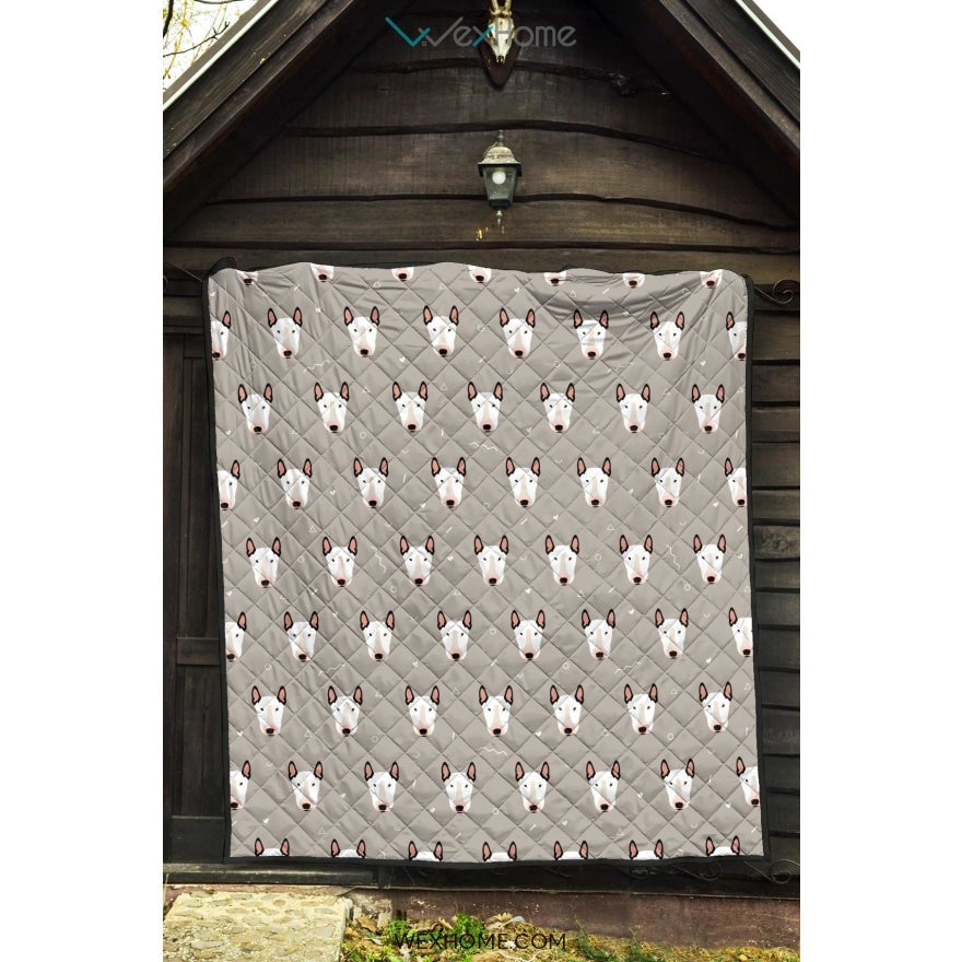 Bull Terrier Pattern Print Design 05 Premium Quilt