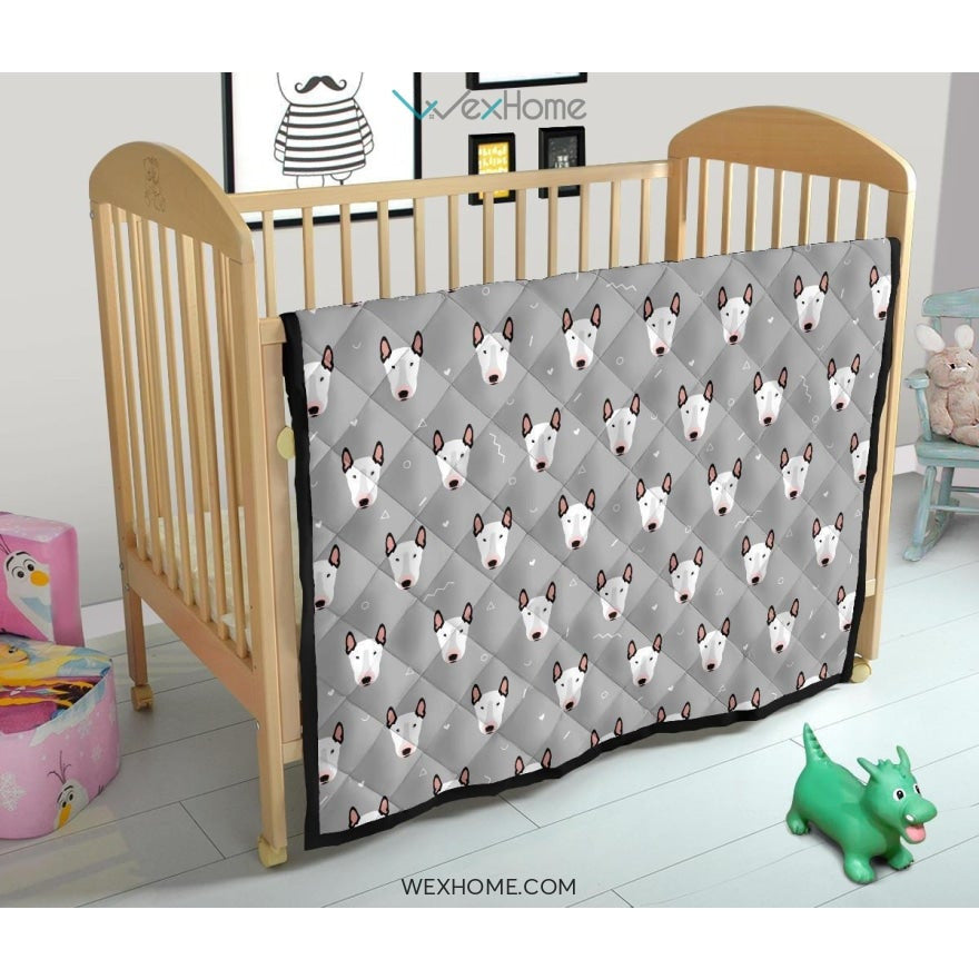 Bull Terrier Pattern Print Design 05 Premium Quilt