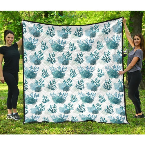 Coral Reef Pattern Print Design 04 Premium Quilt