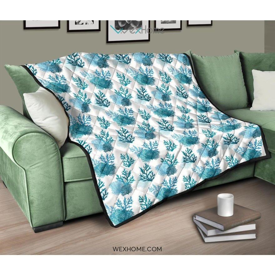 Coral Reef Pattern Print Design 04 Premium Quilt