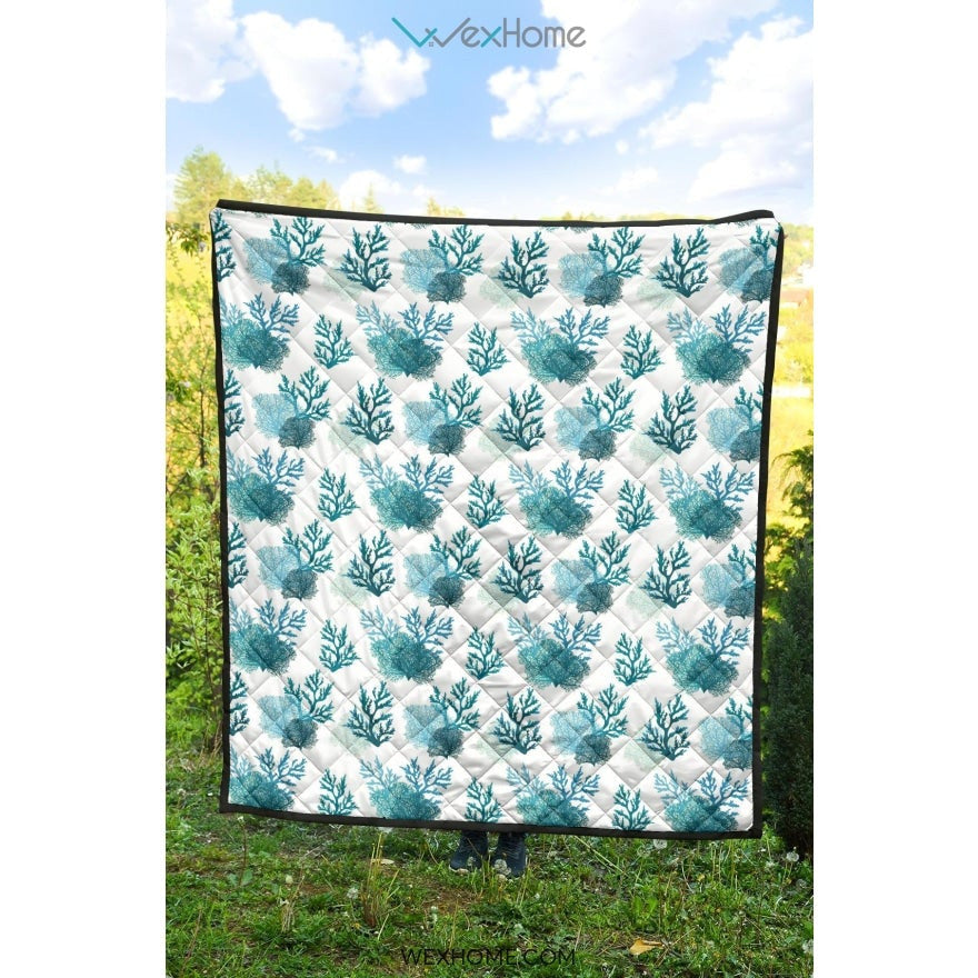 Coral Reef Pattern Print Design 04 Premium Quilt