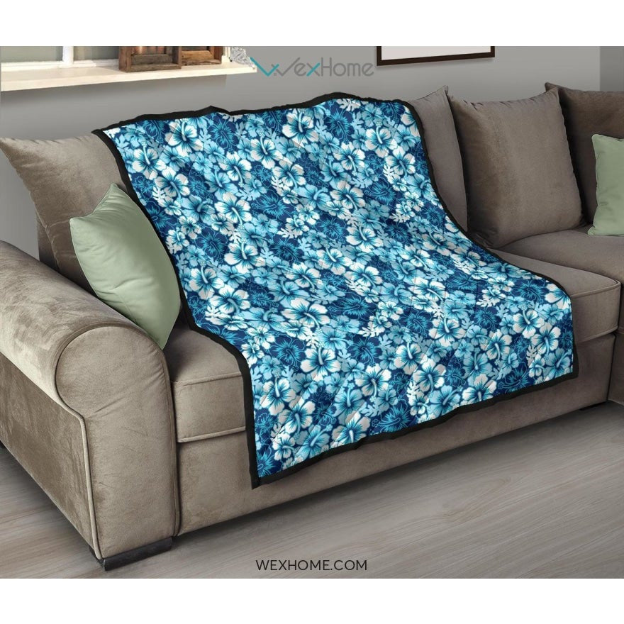 Hibiscus Pattern Print Design 03 Premium Quilt