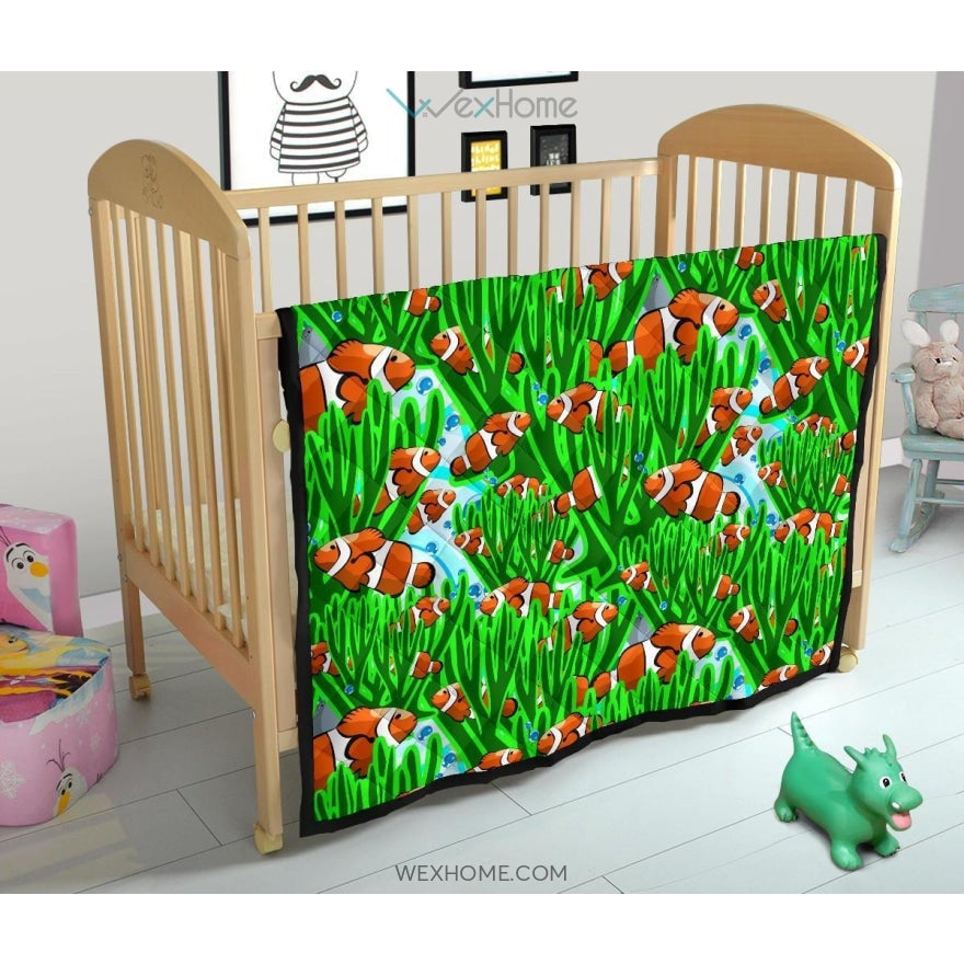 Clown Fish Pattern Print Design 01 Premium Quilt