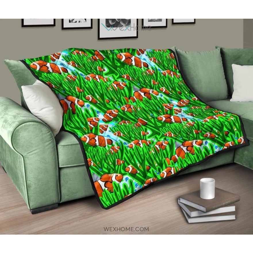 Clown Fish Pattern Print Design 01 Premium Quilt
