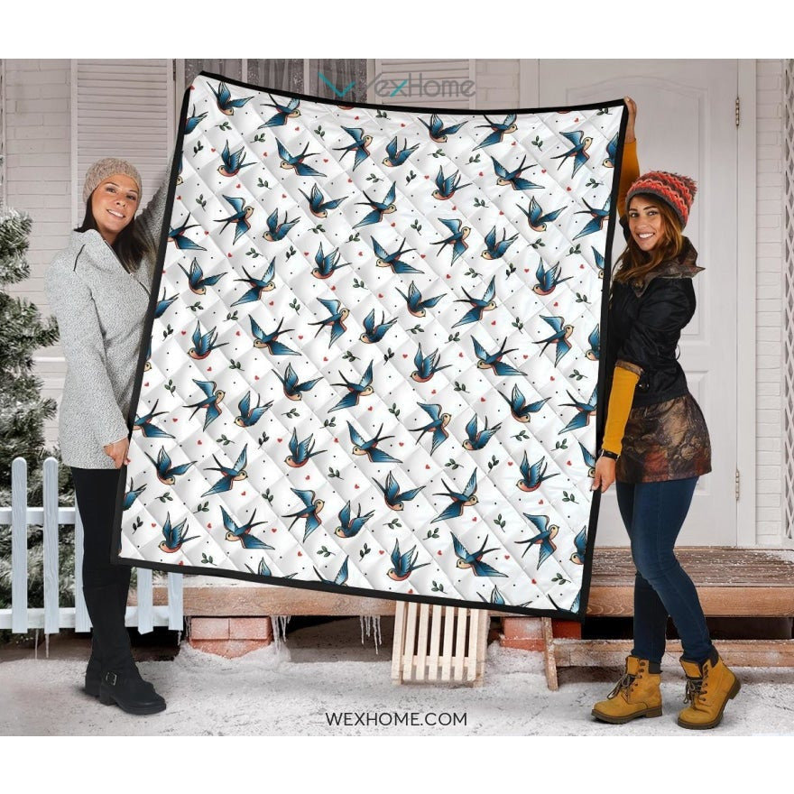 Swallow Pattern Print Design 04 Premium Quilt