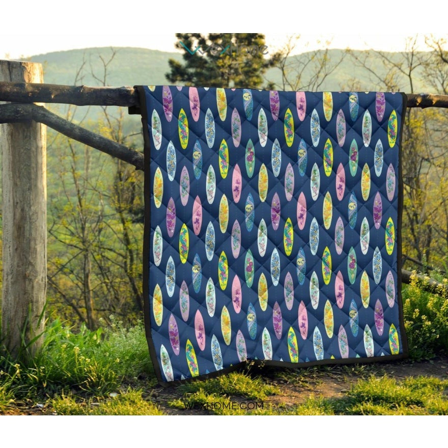 Surfboard Pattern Print Design 03 Premium Quilt