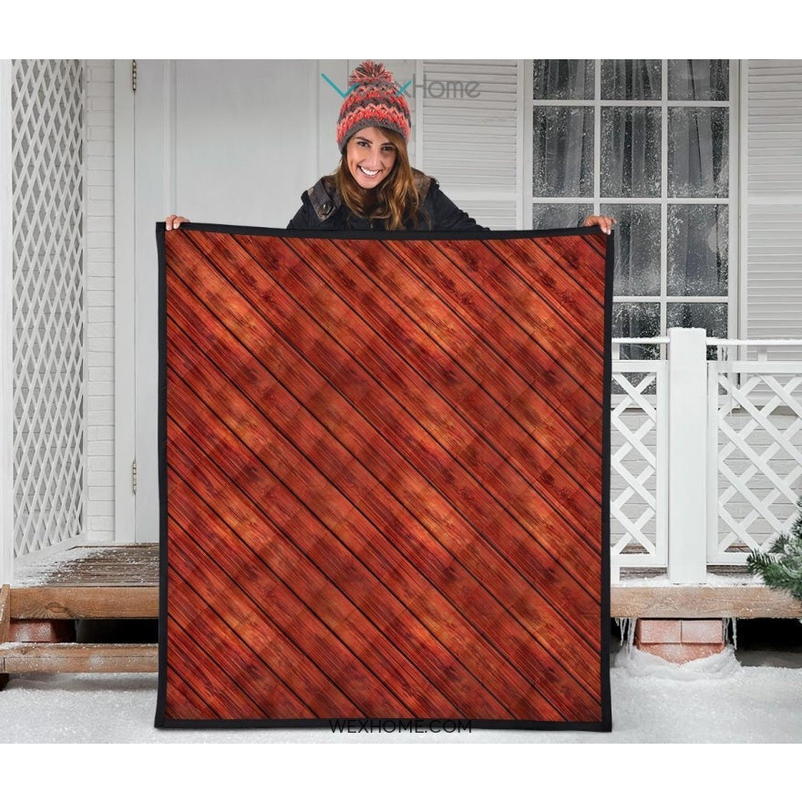 Wood Printed Pattern Print Design 03 Premium Quilt