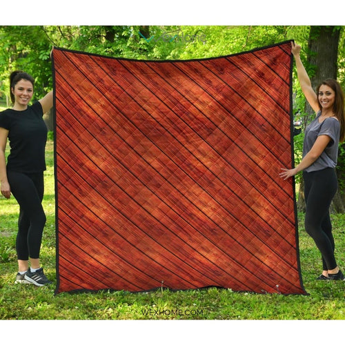 Wood Printed Pattern Print Design 03 Premium Quilt