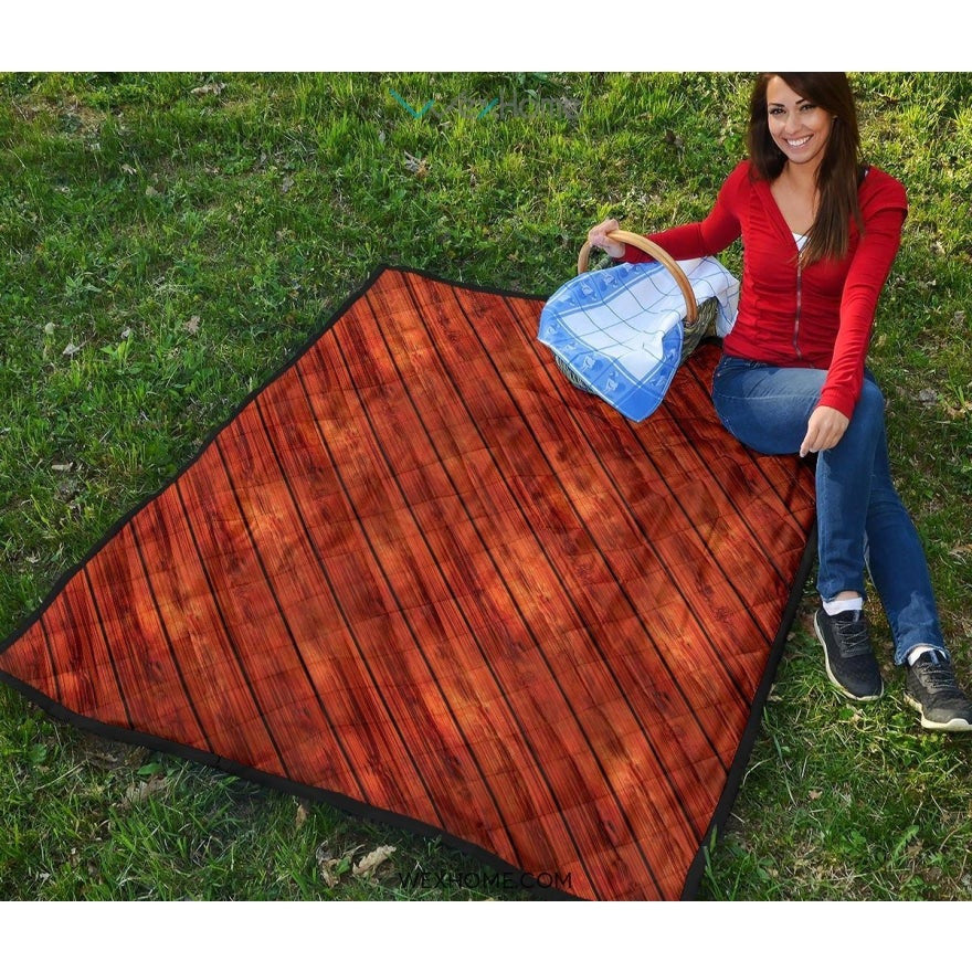 Wood Printed Pattern Print Design 03 Premium Quilt