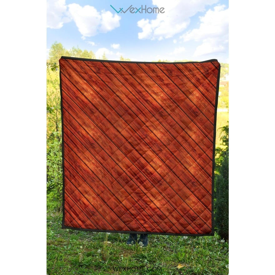 Wood Printed Pattern Print Design 03 Premium Quilt