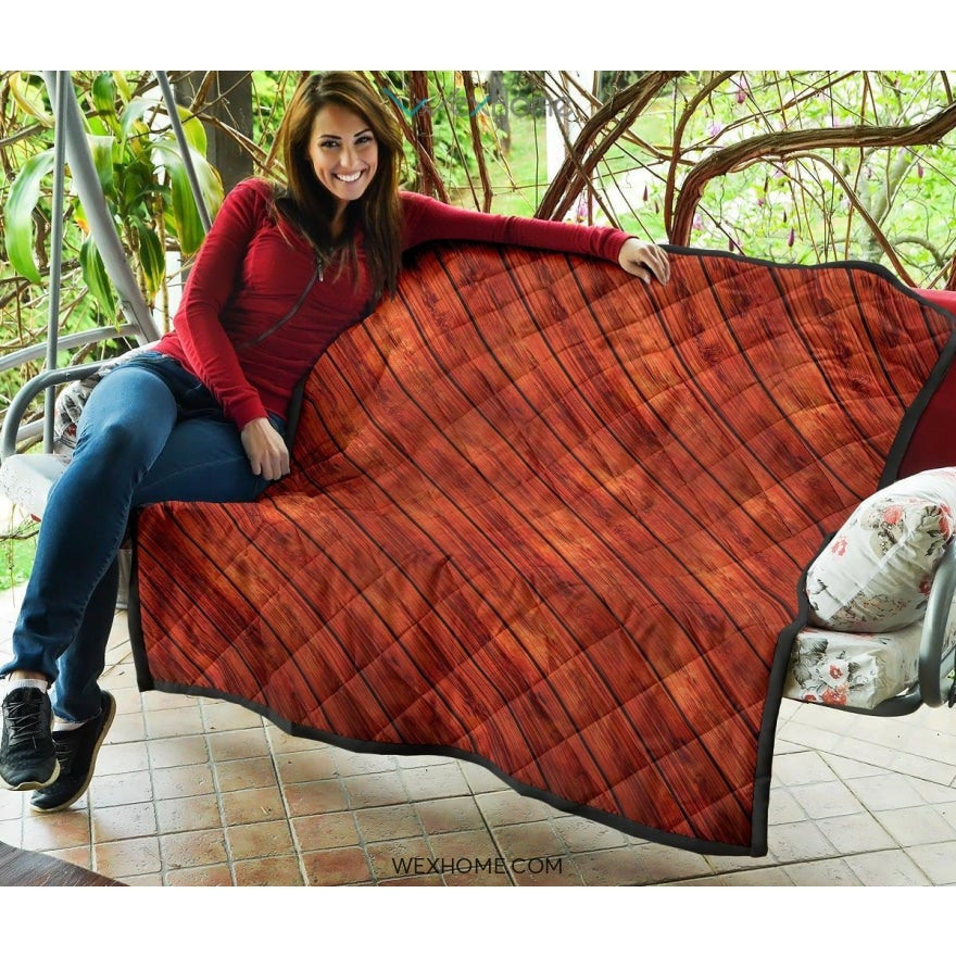 Wood Printed Pattern Print Design 03 Premium Quilt