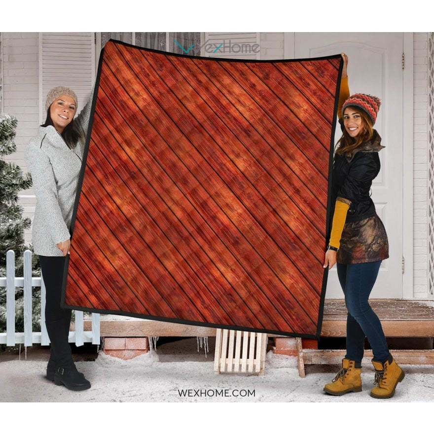 Wood Printed Pattern Print Design 03 Premium Quilt