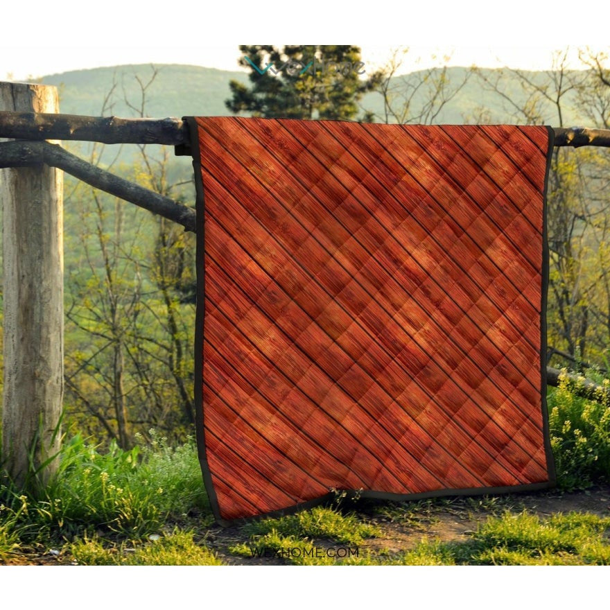 Wood Printed Pattern Print Design 03 Premium Quilt