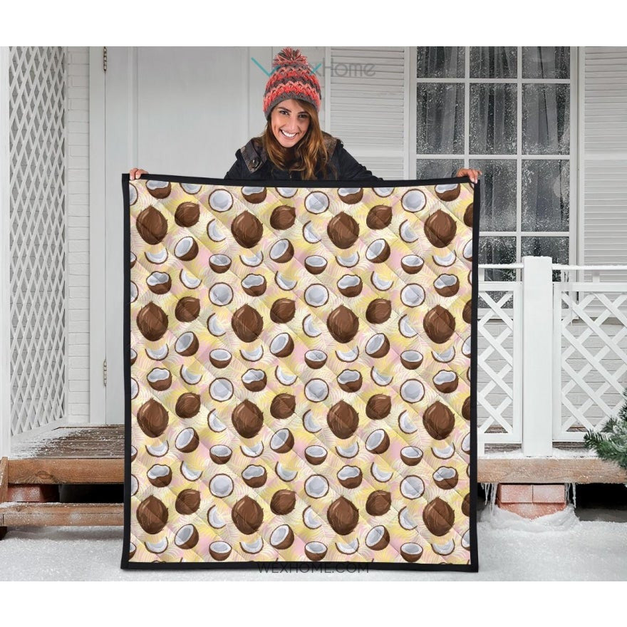 Coconut Pattern Print Design 05 Premium Quilt