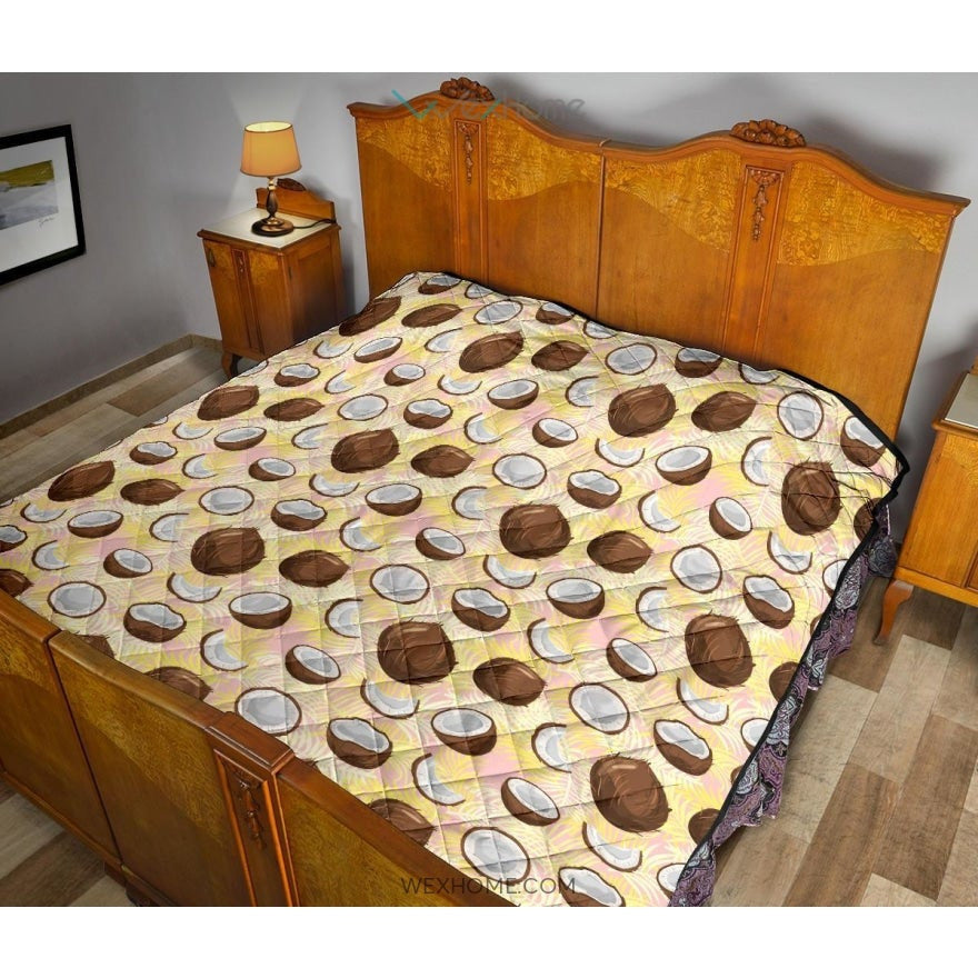 Coconut Pattern Print Design 05 Premium Quilt