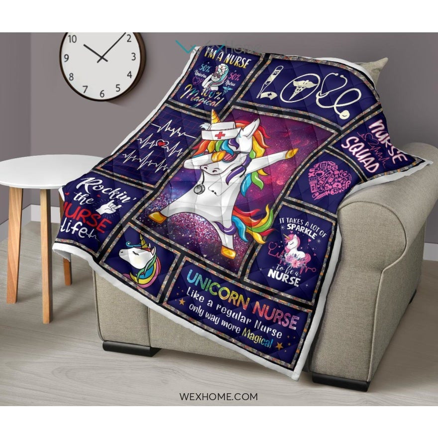 Unicorn Nurse Premium Quilt