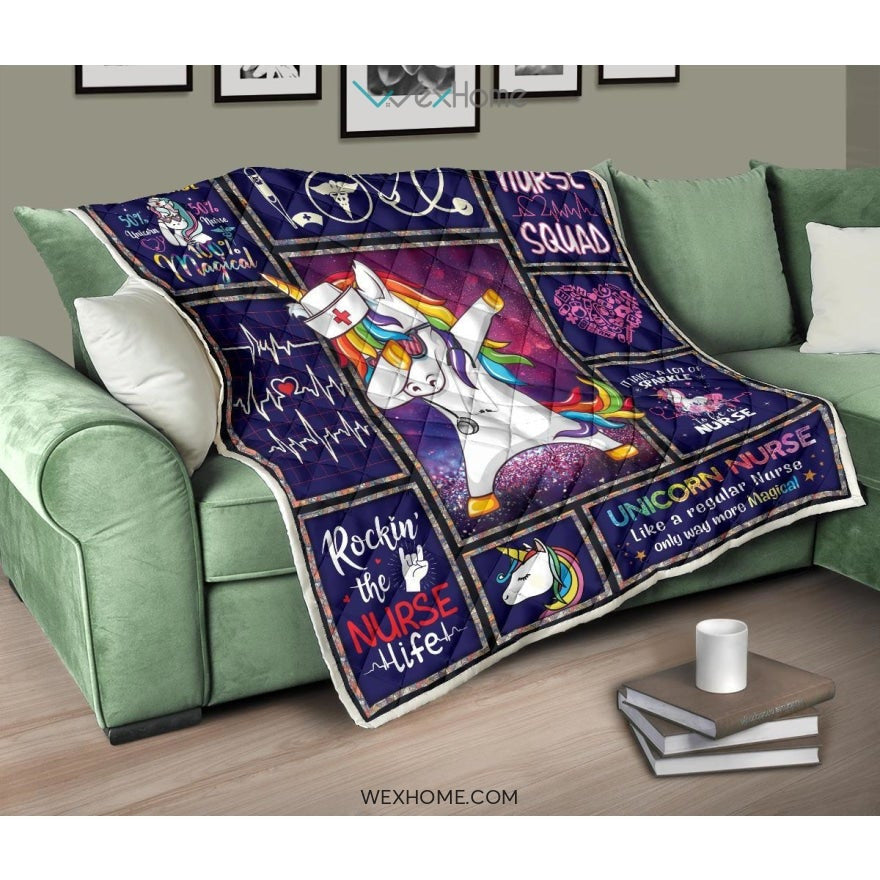 Unicorn Nurse Premium Quilt