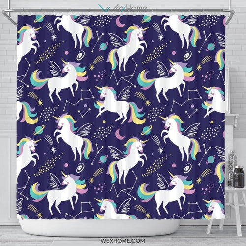 Unicorn Art Print Pattern Shower Curtain Unique Design