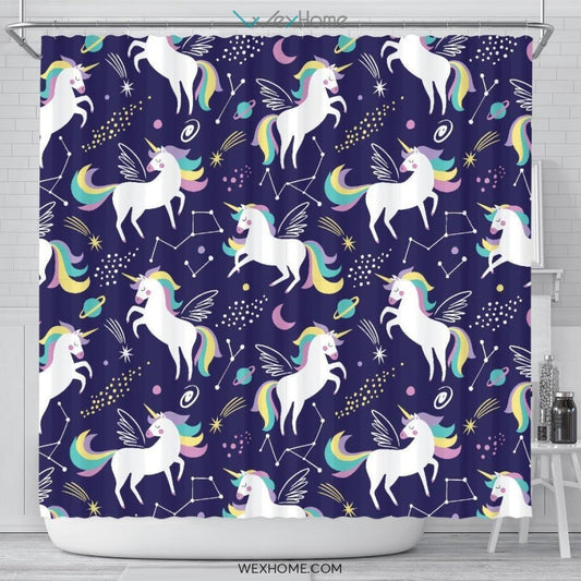 Unicorn Art Print Pattern Shower Curtain Unique Design