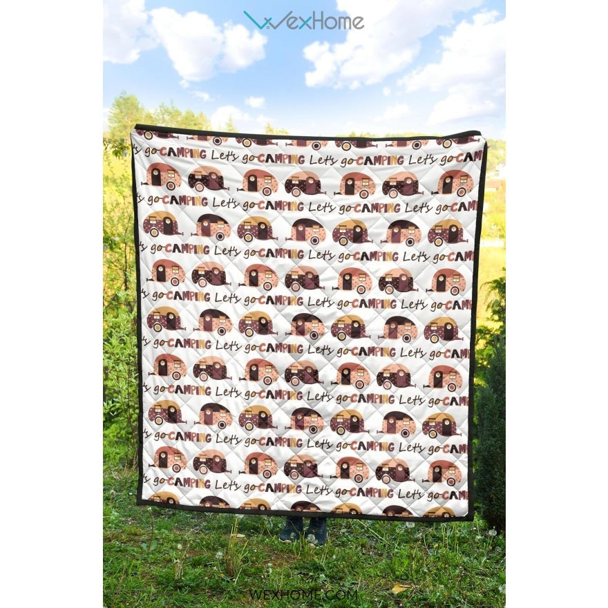 Camper Van Pattern Print Design 01 Premium Quilt