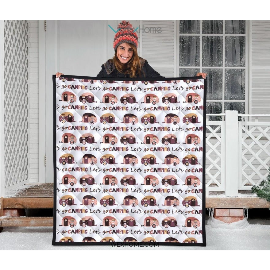 Camper Van Pattern Print Design 01 Premium Quilt