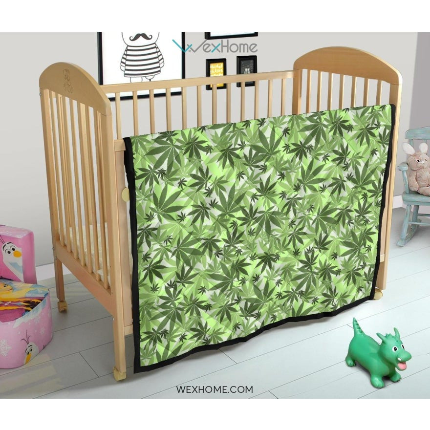 Canabis Marijuana Weed Pattern Print Design 01 Premium Quilt