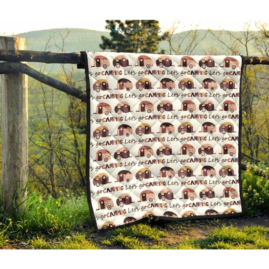Camper Van Pattern Print Design 01 Premium Quilt