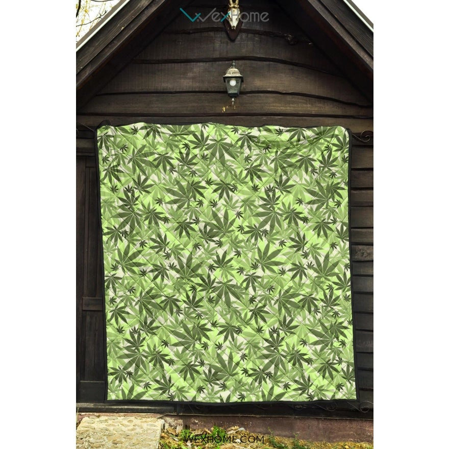 Canabis Marijuana Weed Pattern Print Design 01 Premium Quilt