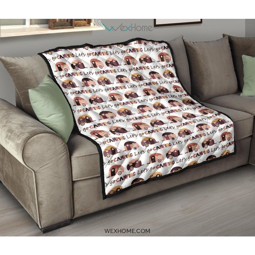 Camper Van Pattern Print Design 01 Premium Quilt