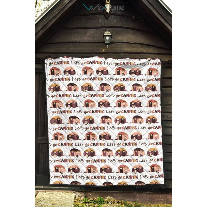 Camper Van Pattern Print Design 01 Premium Quilt
