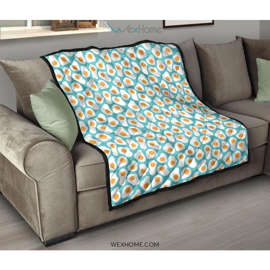 Fried Eggs Pattern Print Design 04 Premium Quilt