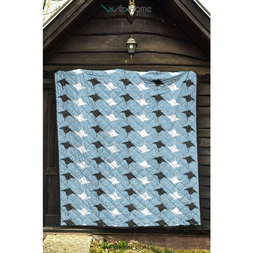 Stingray Pattern Print Design 03 Premium Quilt