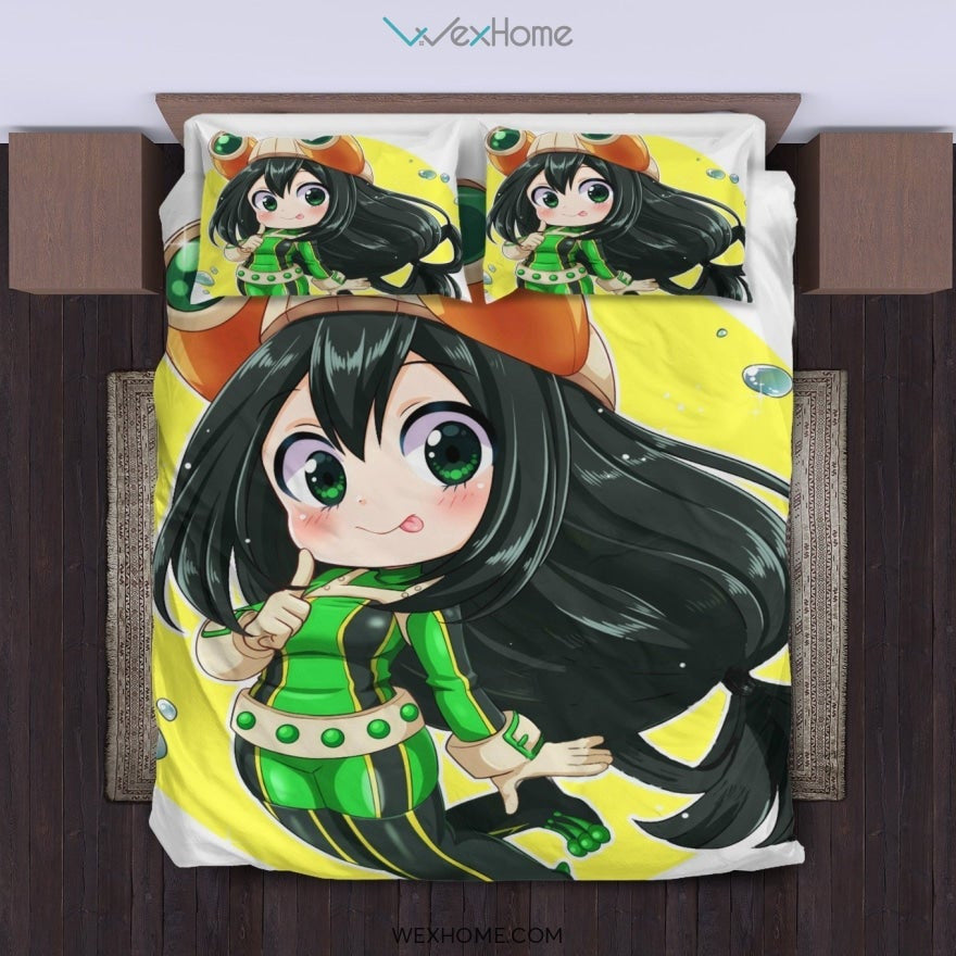 Tsuyu Chibi Bedding Set - duvet cover and pillowcase set - Unique Design Amazing Gift