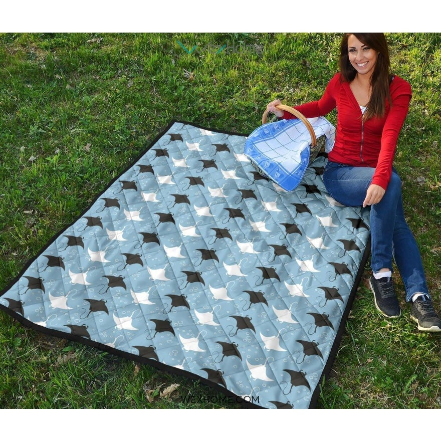Stingray Pattern Print Design 03 Premium Quilt