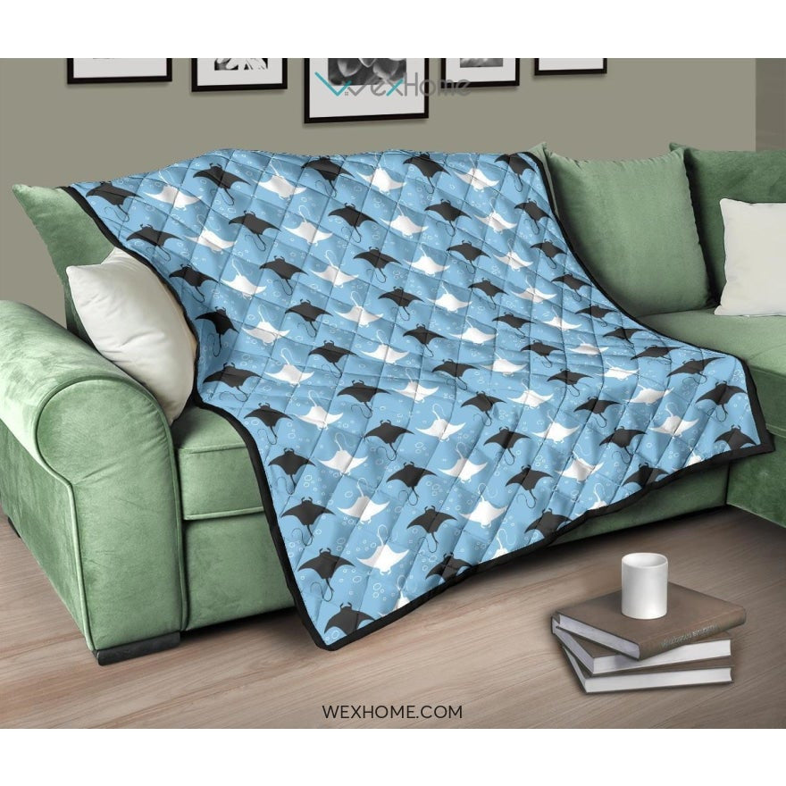 Stingray Pattern Print Design 03 Premium Quilt