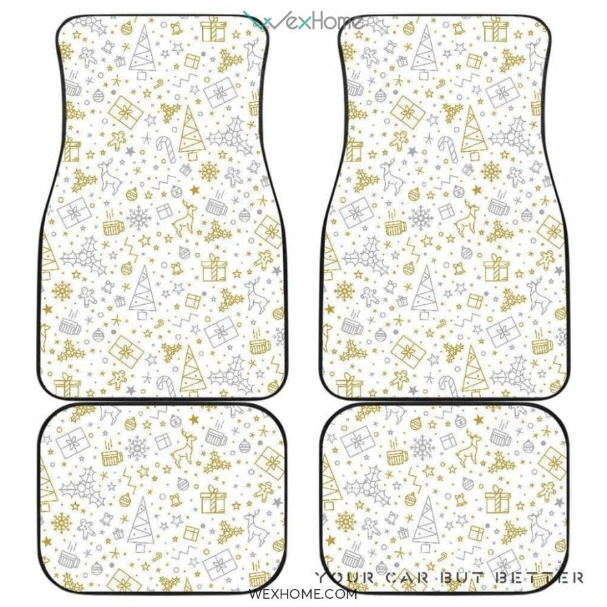 Christmas Tree Christmas Element Silver Gold Pattern Front And Back Car Mats Best Car Gift 2021