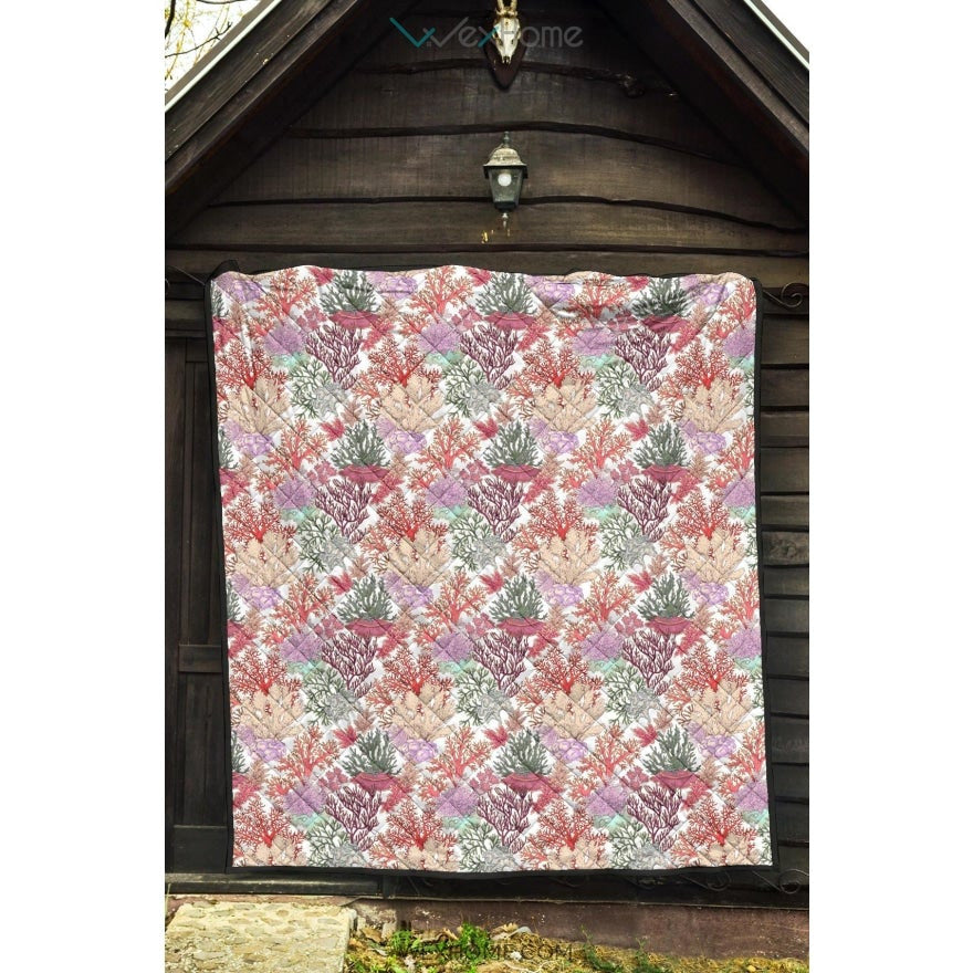Coral Reef Pattern Print Design 03 Premium Quilt