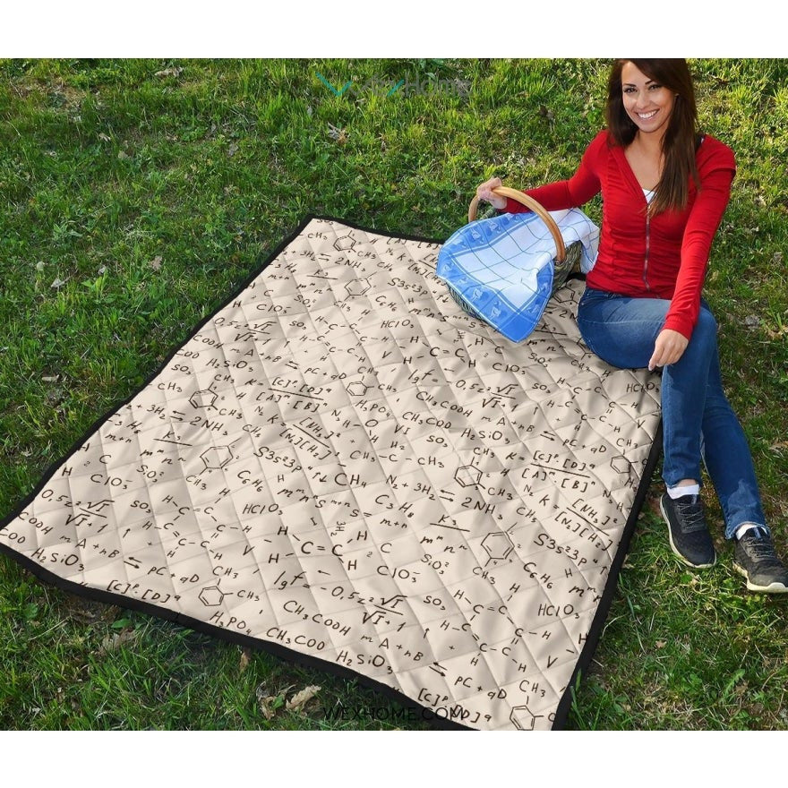 Chemistry Periodic Table Pattern Print Design 04 Premium Quilt