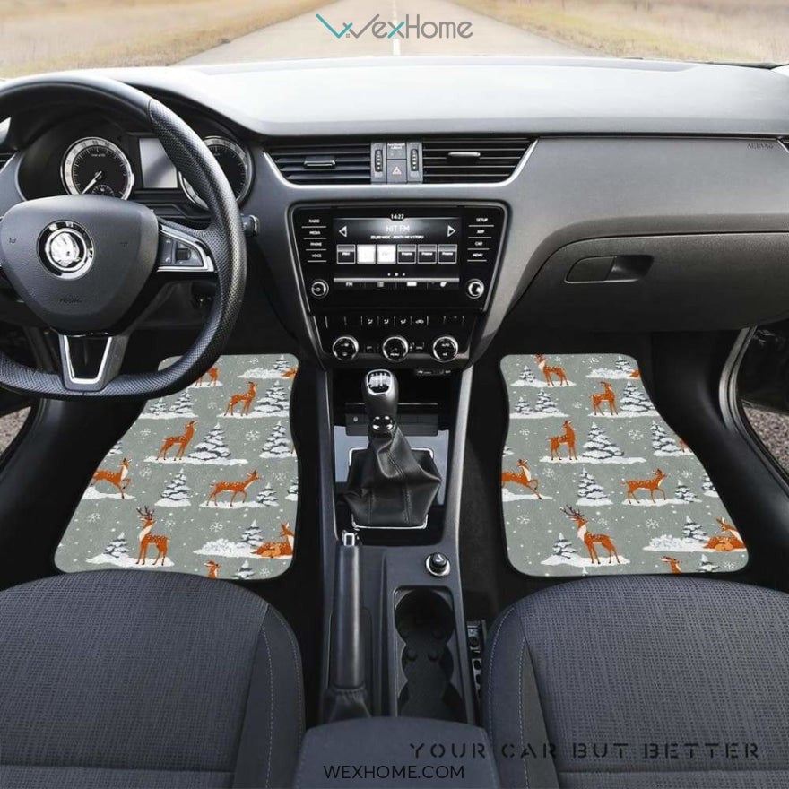 Beautiful Deers Winter Christmas Front And Back Car Mats Best Car Gift 2021