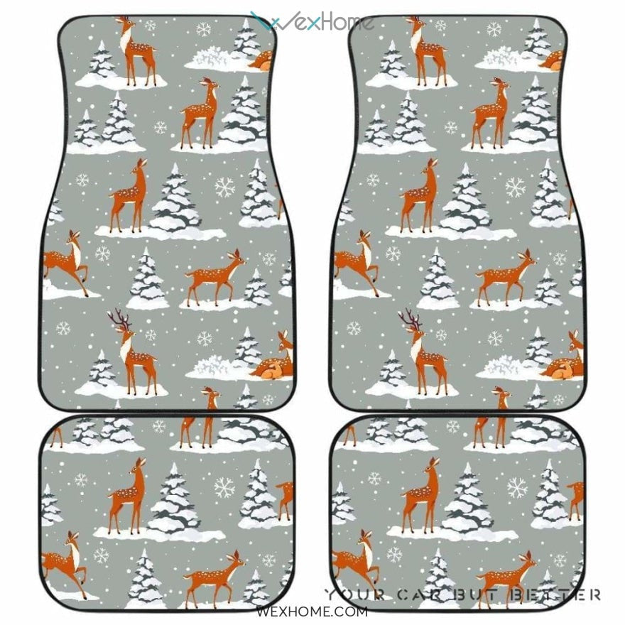 Beautiful Deers Winter Christmas Front And Back Car Mats Best Car Gift 2021