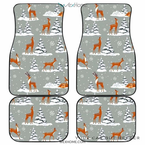 Beautiful Deers Winter Christmas Front And Back Car Mats Best Car Gift 2021