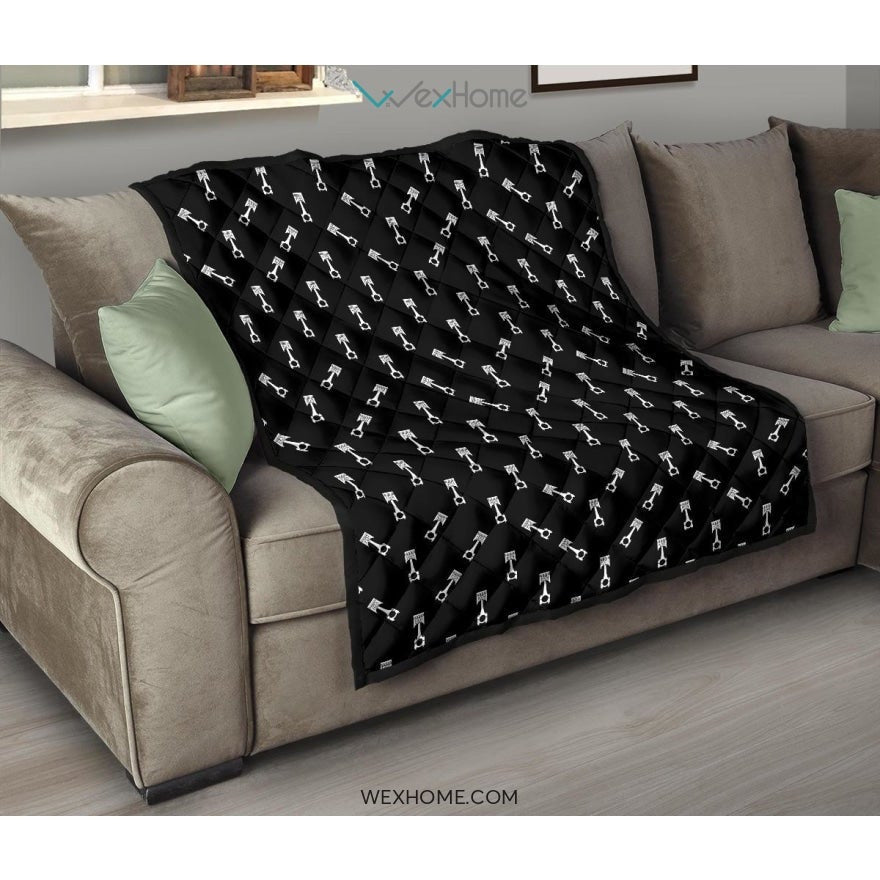 Engine Piston Black Theme Pattern Print Design 03 Premium Quilt