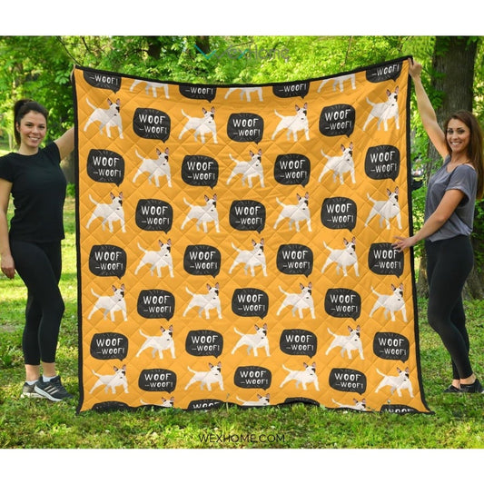 Bull Terrier Pattern Print Design 03 Premium Quilt