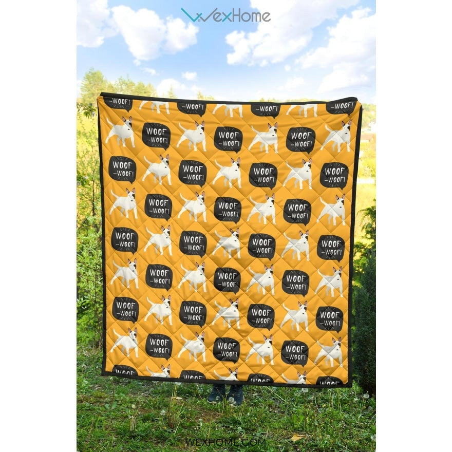 Bull Terrier Pattern Print Design 03 Premium Quilt