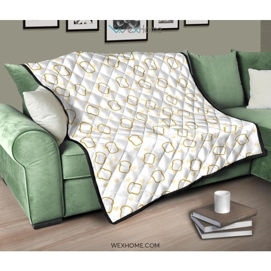 Bread Toast Pattern Print Design 01 Premium Quilt