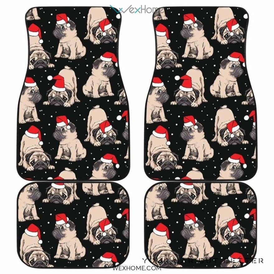 Christmas Pugs Santa_S Red Cap Pattern Front And Back Car Mats Best Car Gift 2021